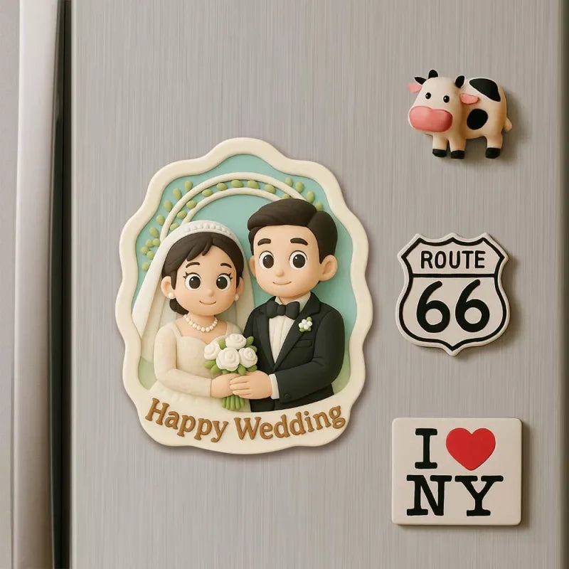 Custom 3D Printed Fridge Magnet from Photo 3D Mini Figurine Refrigerator Magnet Personalized Cartoon Character with Magnetic Backing