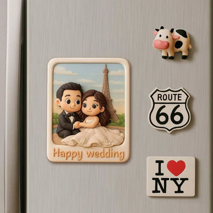 Custom 3D Printed Fridge Magnet from Photo 3D Mini Figurine Refrigerator Magnet Personalized Cartoon Character with Magnetic Backing