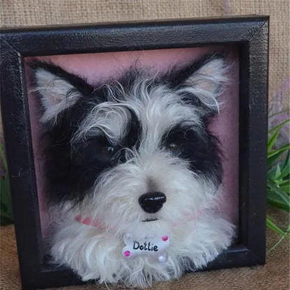 Personalized Framed Felted Wool 3D Pet / Dog / Cat Portrait Finished Product