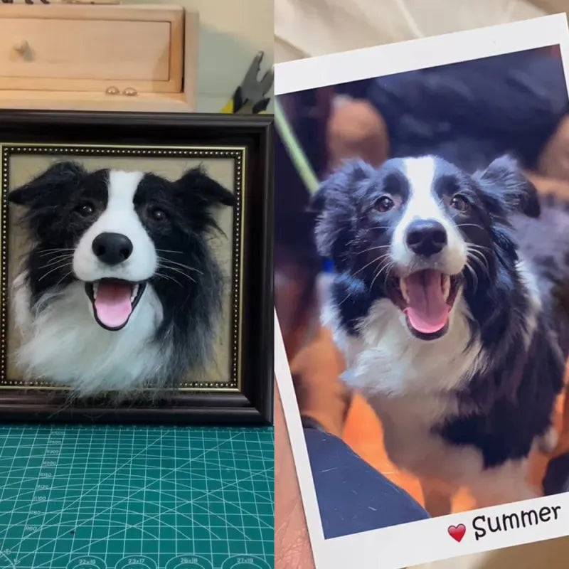 Personalized Framed Felted Wool 3D Pet / Dog / Cat Portrait Finished Product