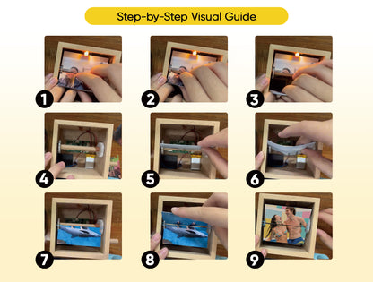 Custom Text & Photo & Music Flipbook Frame Animation Machine Detachable Photos Hand-cranked Flipbook Box with Light Anniversary Gifts
