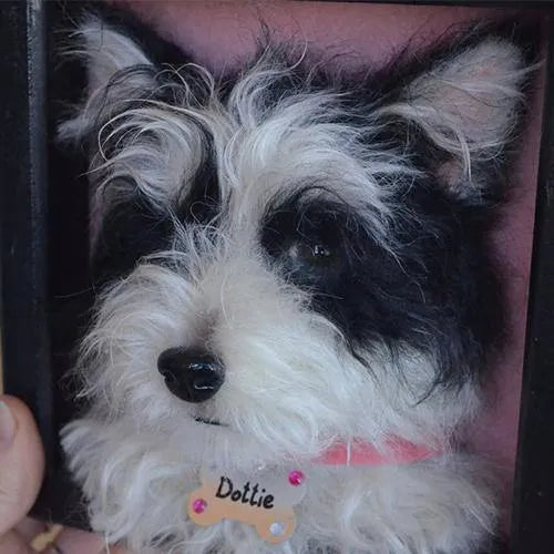 Personalized Framed Felted Wool 3D Pet / Dog / Cat Portrait Finished Product
