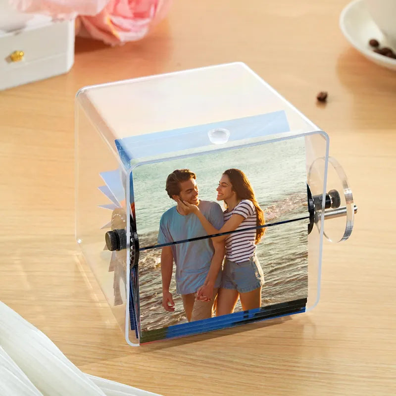 Custom 24 Photos Flipbook Frame Animation Machine Detachable Photos Hand-cranked Flipbook Box Anniversary Gift Valentines Gift