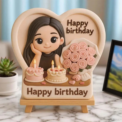 Custom 3D Mini Figurine Decors with Wooden Holder Personalized Unique Home Decor Birthday Gift Wedding Gift Toy For Celebration