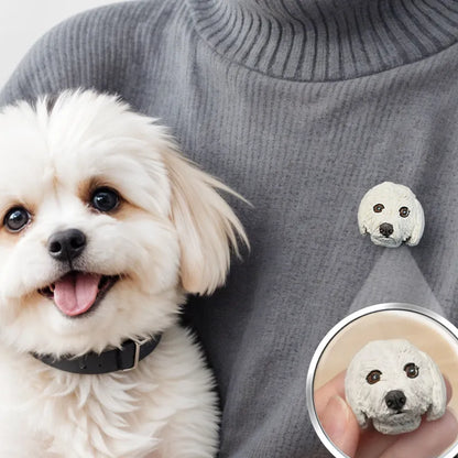 Custom Pet Face Brooch - 3D Personalized Animal Portrait Pin, Handmade Clay Jewelry, Unique Gift for Pet Lovers & Pet Memorial