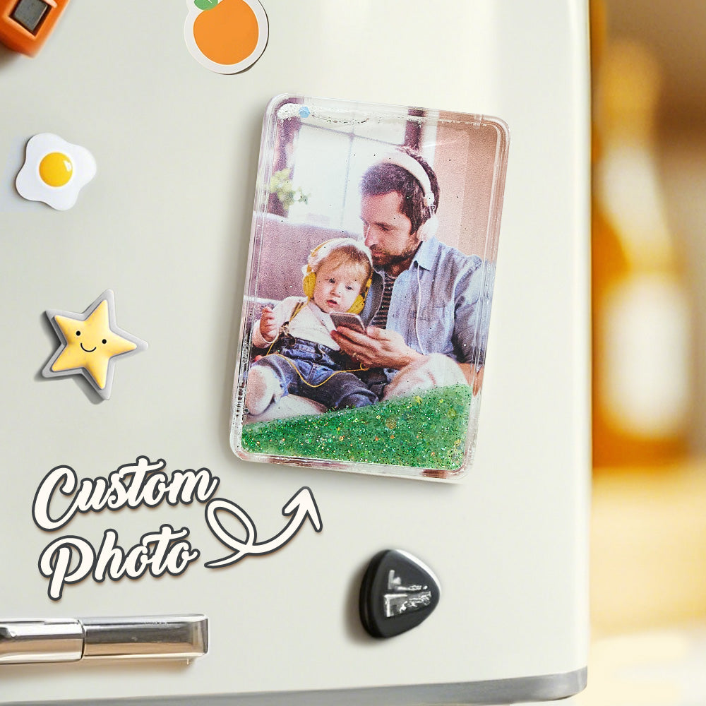 Custom Quicksand Fridge Magnet Personalized Photo Refrigerator Magnet Home Decoration Birthday Gifts