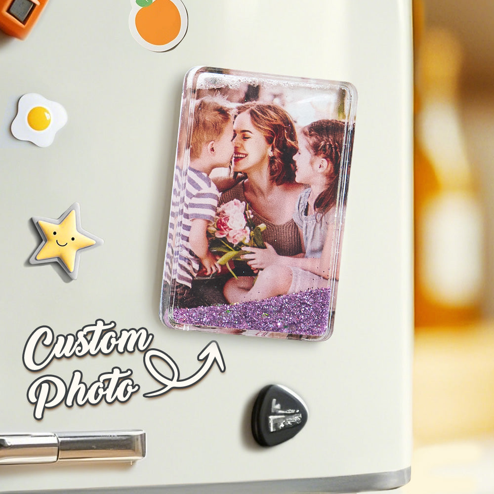 Custom Quicksand Fridge Magnet Personalized Photo Refrigerator Magnet Home Decoration Birthday Gifts