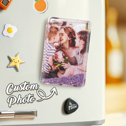 Custom Quicksand Fridge Magnet Personalized Photo Refrigerator Magnet Home Decoration Birthday Gifts
