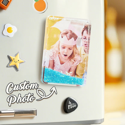 Custom Quicksand Fridge Magnet Personalized Photo Refrigerator Magnet Home Decoration Birthday Gifts