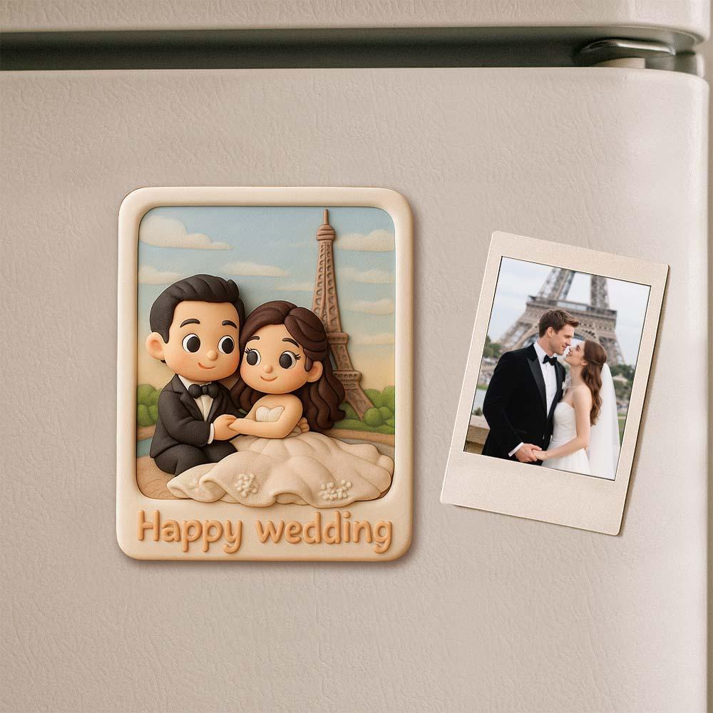 Custom 3D Printed Fridge Magnet from Photo 3D Mini Figurine Refrigerator Magnet Personalized Cartoon Character with Magnetic Backing
