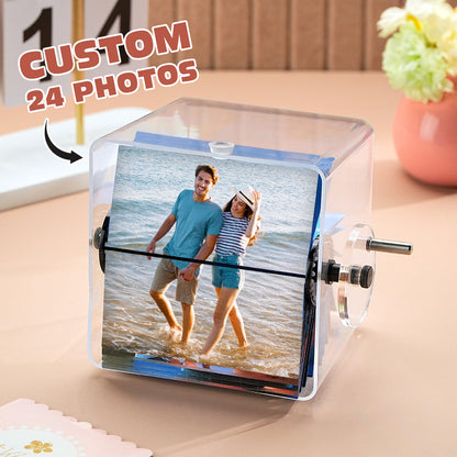 Custom 24 Photos Flipbook Frame Animation Machine Detachable Photos Hand-cranked Flipbook Box Anniversary Gift Valentines Gift