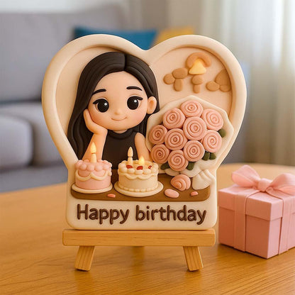Custom 3D Mini Figurine Decors with Wooden Holder Personalized Unique Home Decor Birthday Gift Wedding Gift Toy For Celebration
