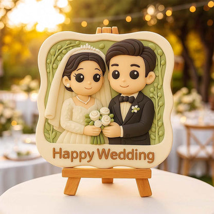 Custom 3D Mini Figurine Decors with Wooden Holder Personalized Unique Home Decor Birthday Gift Wedding Gift Toy For Celebration