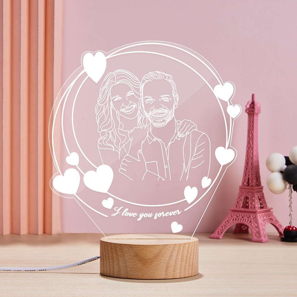 Custom 3D Led Night Lamp Gift for Couple with Photo and Text Custom Romantic Hearth Night Lights