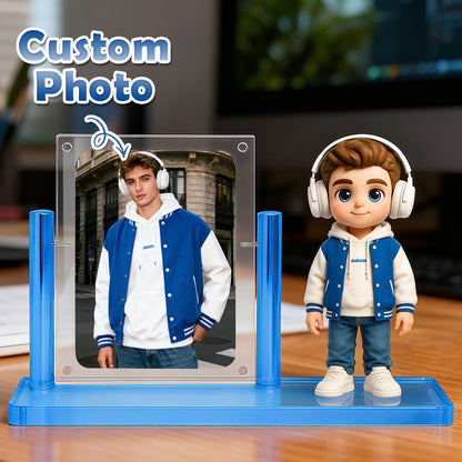 Custom 1 Person 3D Mini Figure with Colorful Base and Photo Personalized Toy Figure Birthday Gift (Production Time: 10-15 Business Days)