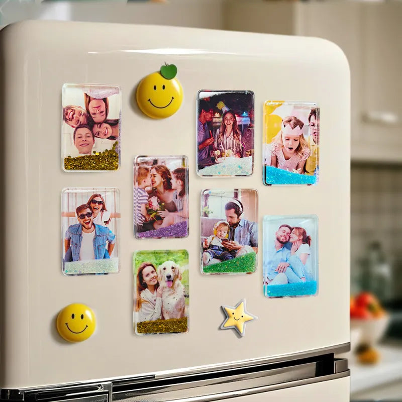 Custom Quicksand Fridge Magnet Personalized Photo Refrigerator Magnet Home Decoration Birthday Gifts