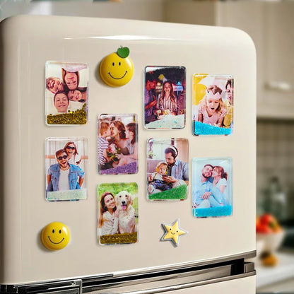 Custom Quicksand Fridge Magnet Personalized Photo Refrigerator Magnet Home Decoration Birthday Gifts