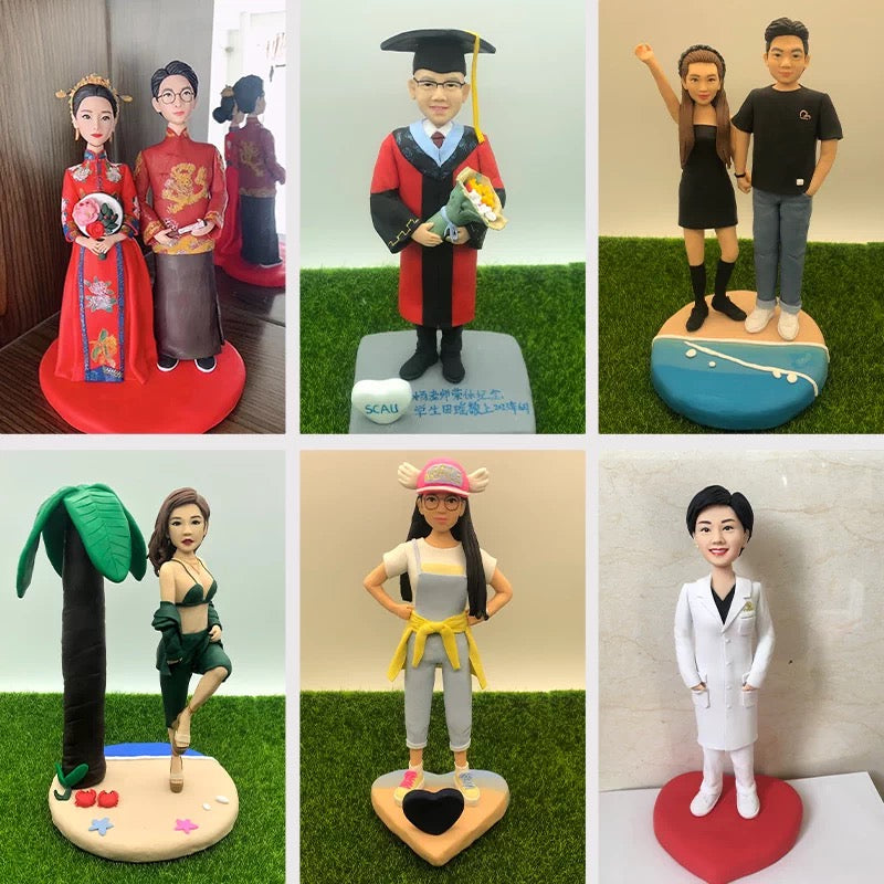 Custom 3D Personalized Bobblehead Figurine - Handmade Polymer Clay Statues from Your Photo, Unique Anniversary, Wedding & Birthday Gift