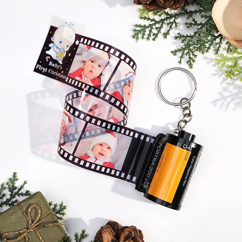 Custom Photo Film Roll Keychain Baby Birthday Theme Camera Keychain Christmas Day Gift