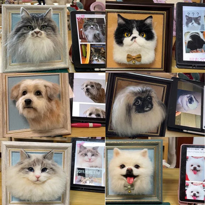 Personalized Framed Felted Wool 3D Pet / Dog / Cat Portrait Finished Product